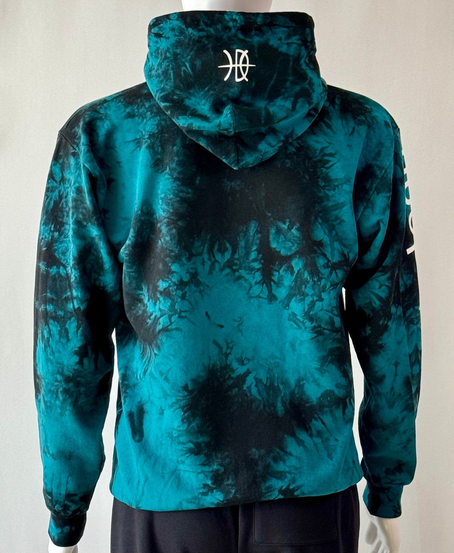 Mens Tie Dye Hoodie Black/Teal