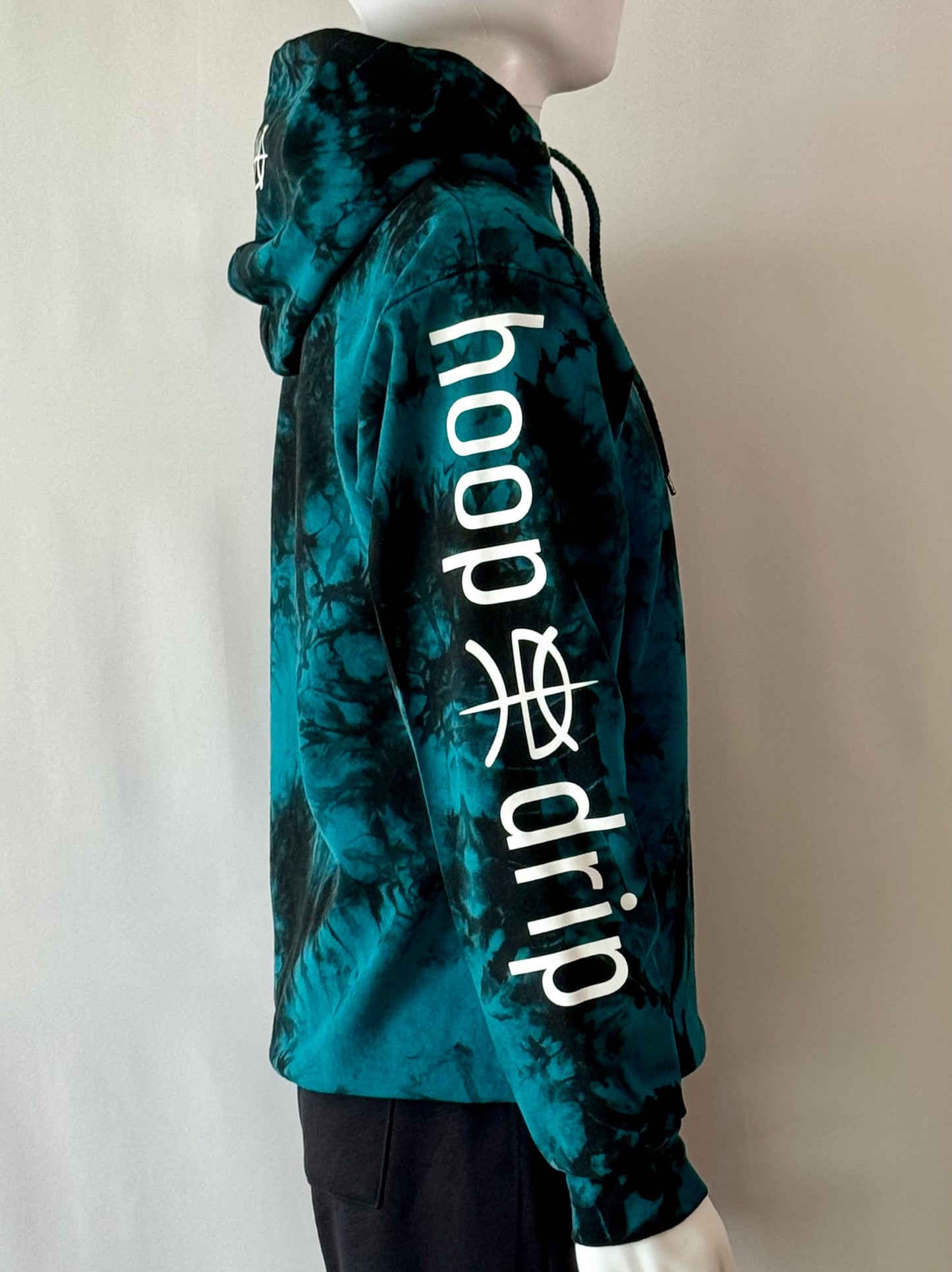 Mens Tie Dye Hoodie Black/Teal
