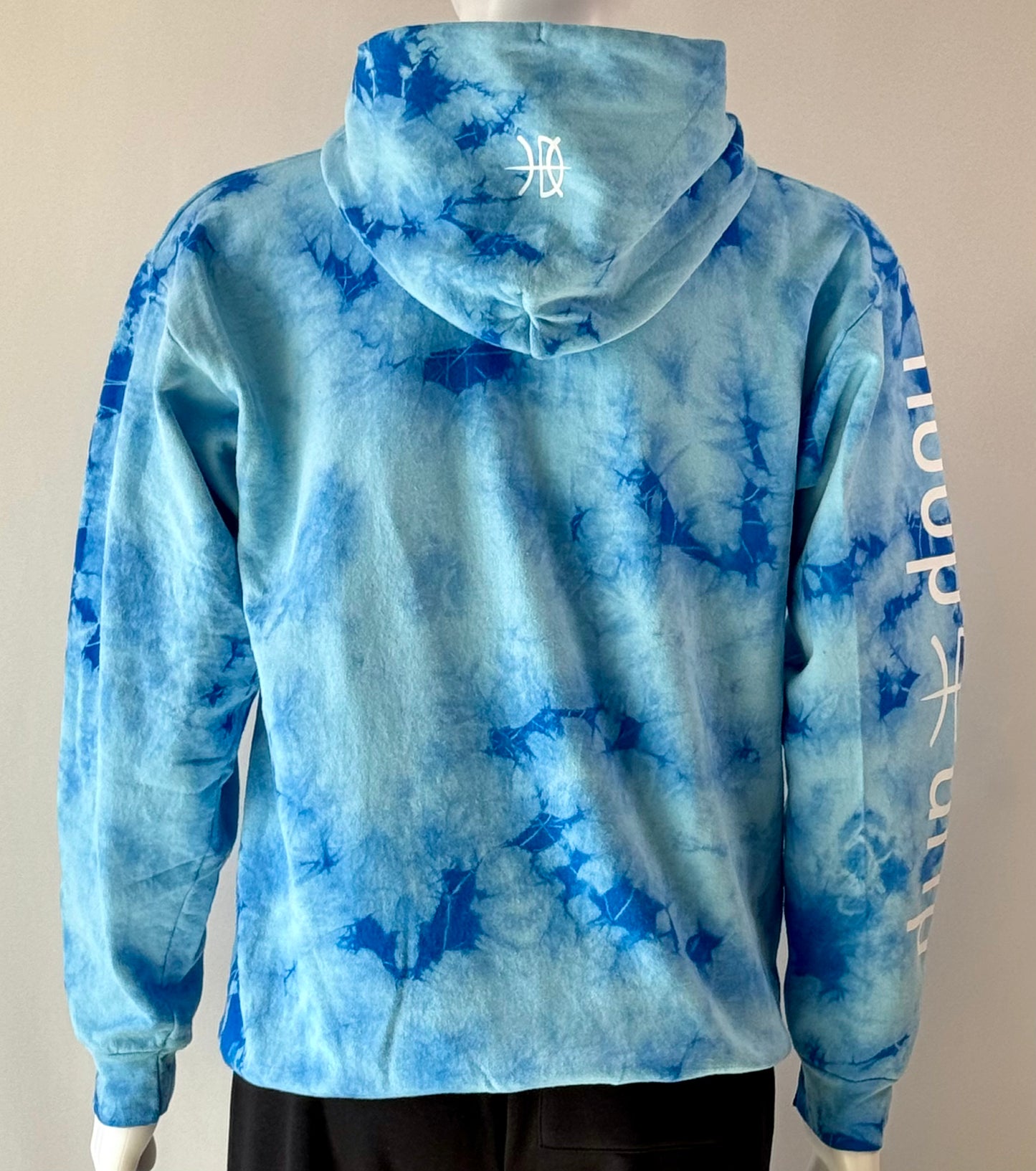 Mens Tie Dye Hoodie Sky Blue/White