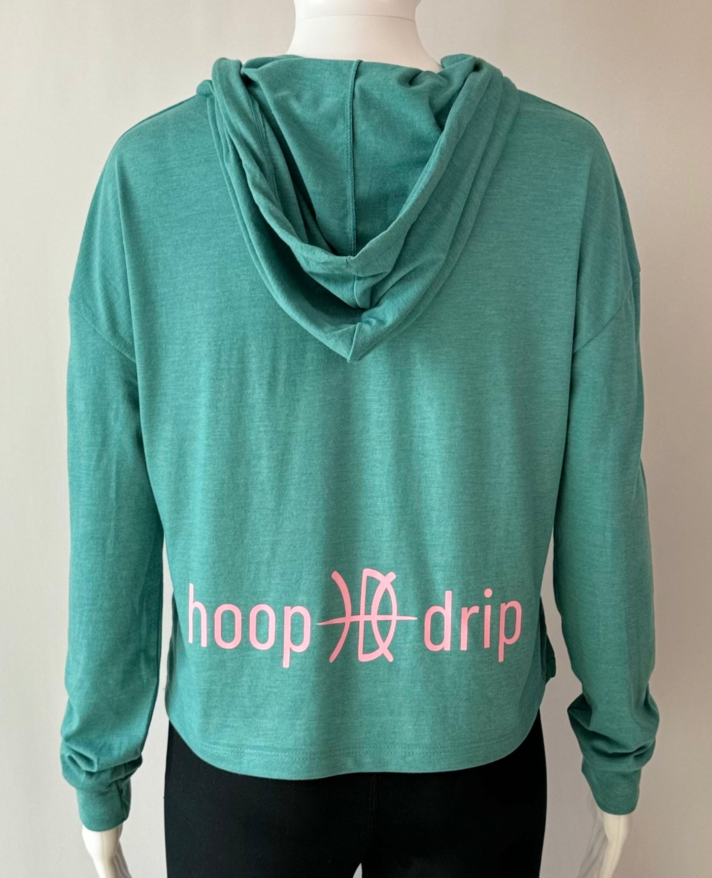 Women's Crop Long Sleeve Eucalyptus Blue Hoodie