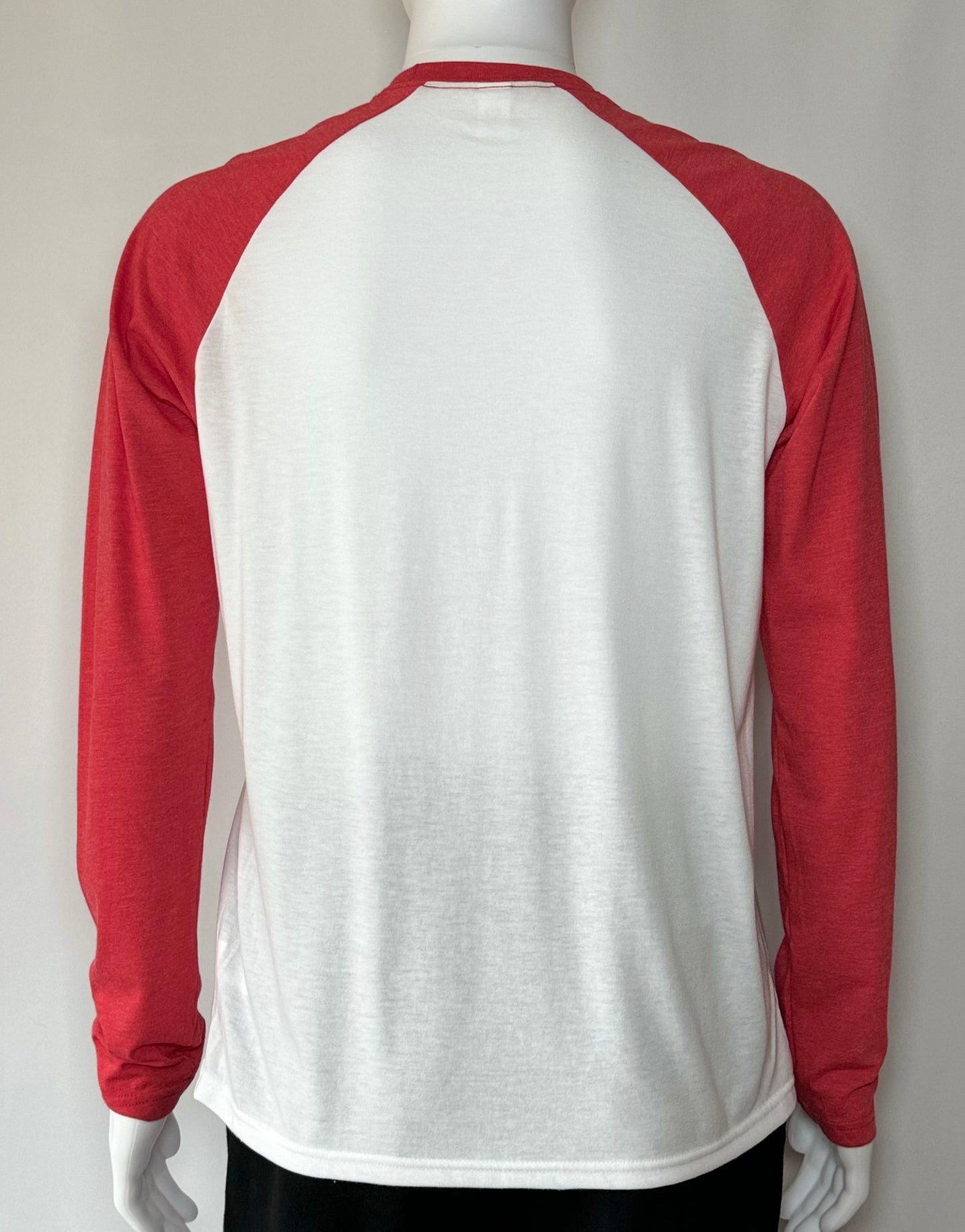 Unisex Tri-Blend Long Sleeve Red/White Raglan Tee