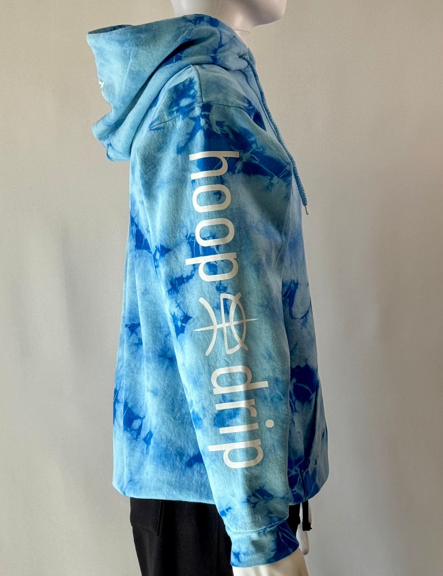 Mens Tie Dye Hoodie Sky Blue/White