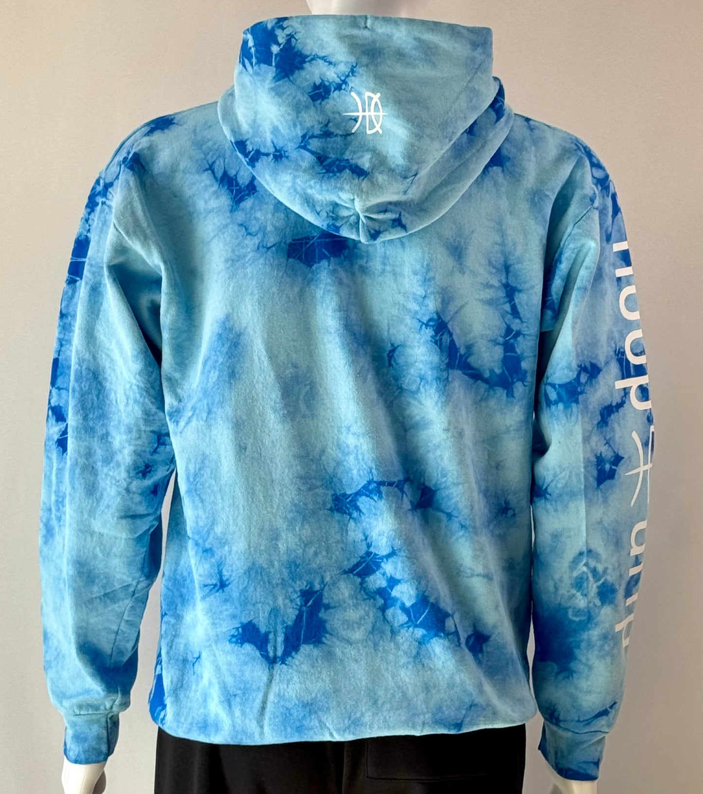 Mens Tie Dye Hoodie Sky Blue/White