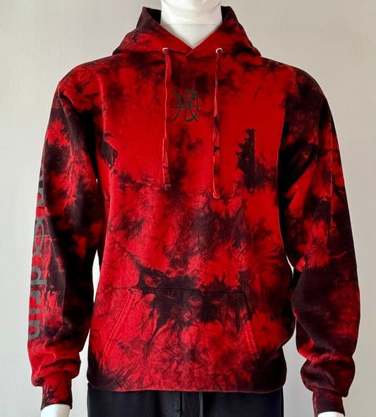 Mens Tie Dye Hoodie Red/Black