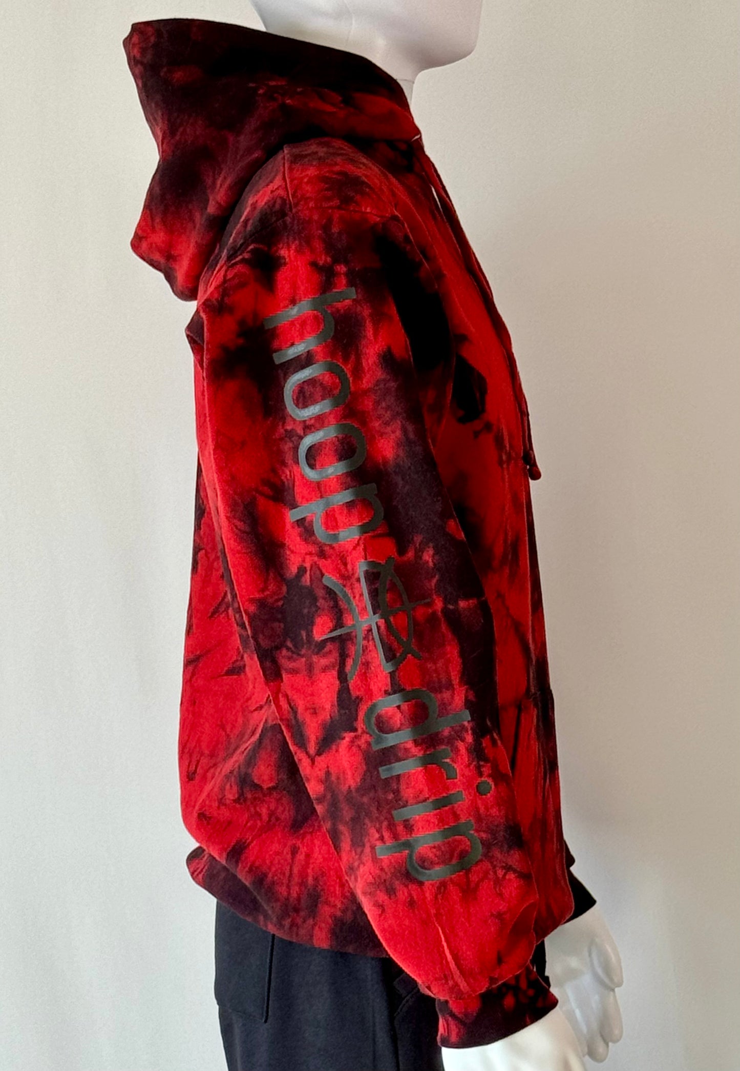 Mens Tie Dye Hoodie Red/Black