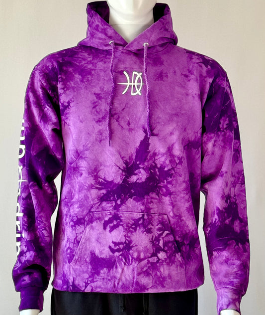 Mens Tie Dye Hoodie Purple/White