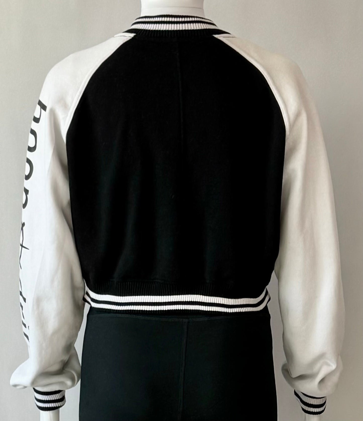 Women's Crop Varsity Jacket Black/White