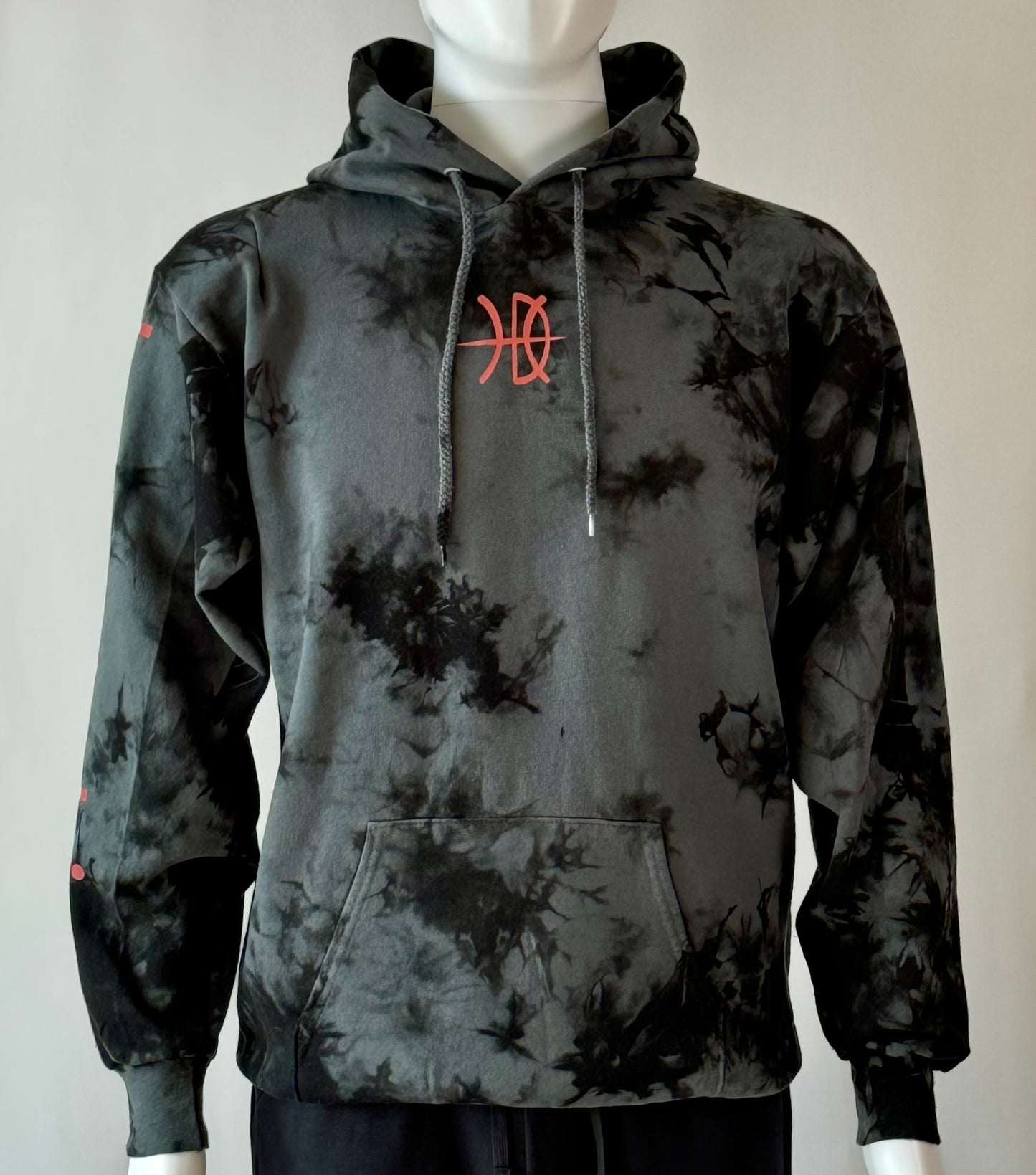 Mens Tie Dye Hoodie Black/Red