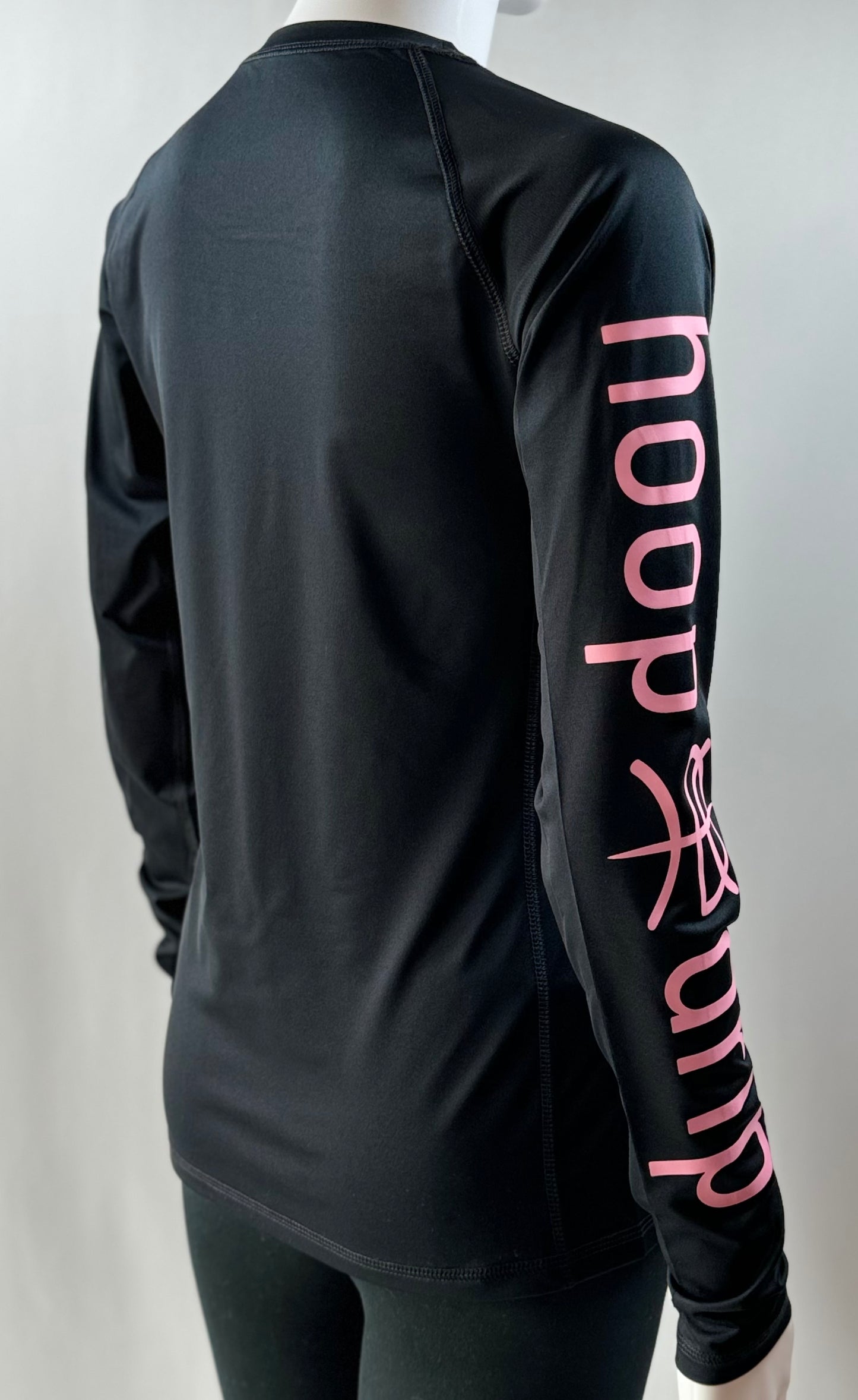 Women's Long Sleeve Rashguard Black/Pink Swim Shirt