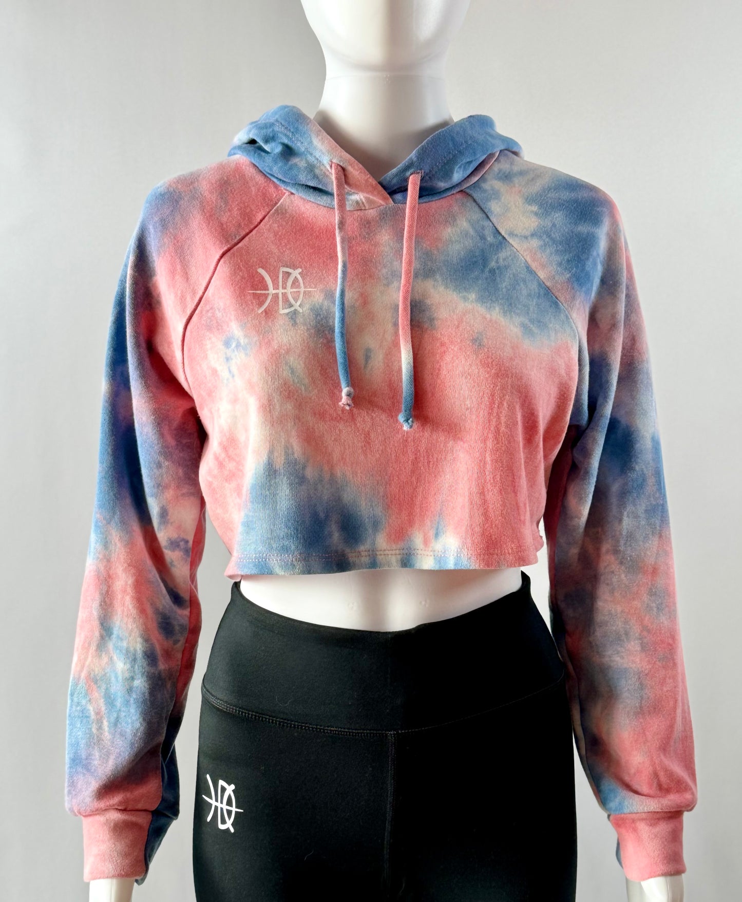 **SALE** Women's Tie Dye Crop Pink/Blue Hoodie