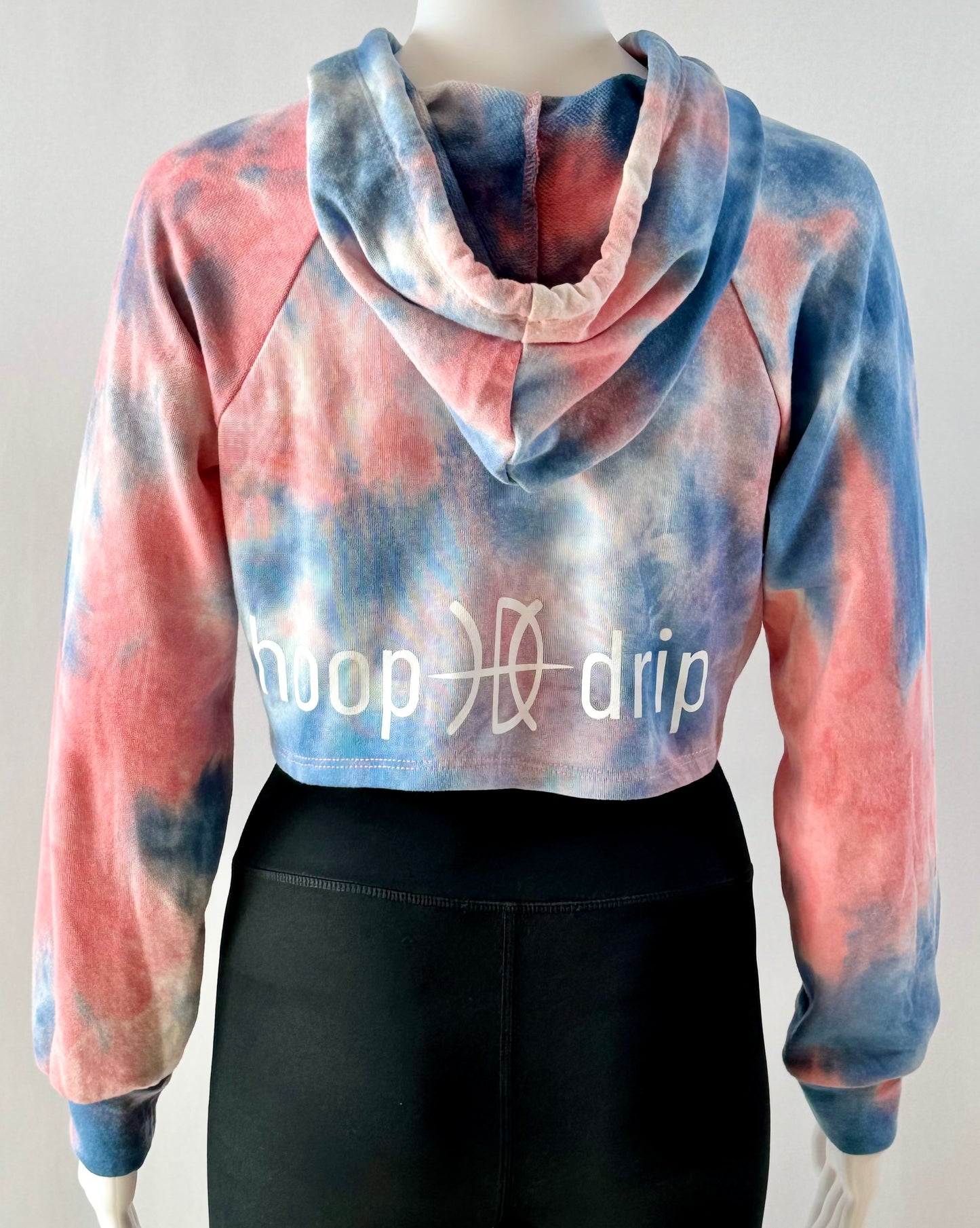 **SALE** Women's Tie Dye Crop Pink/Blue Hoodie