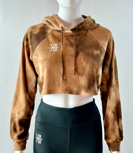 **SALE** Women's Tie Dye Crop Brown/Tan Hoodie