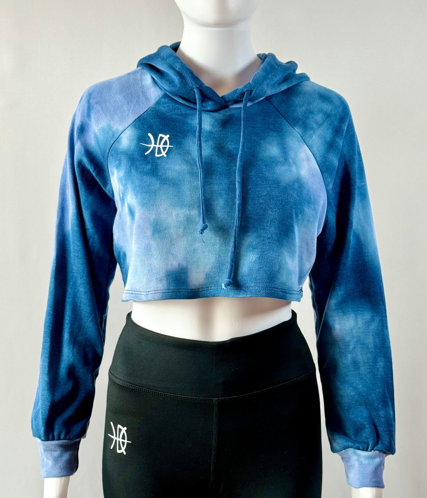 **SALE** Women's Tie Dye Crop Blue Hoodie