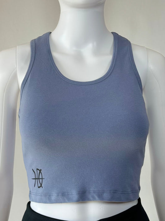 Women's Racerback Blue Crop Tank Top