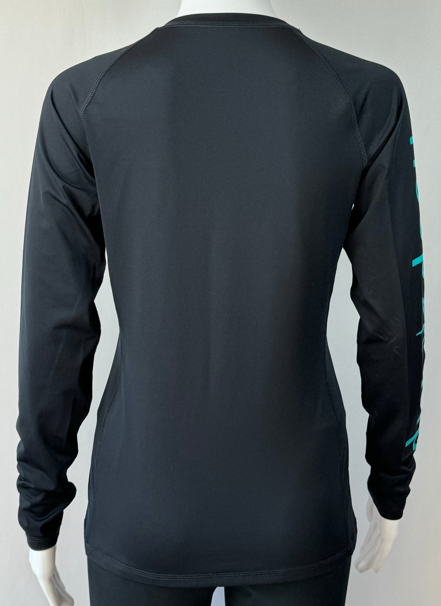 Women's Long Sleeve Rashguard Black/Teal Swim Shirt