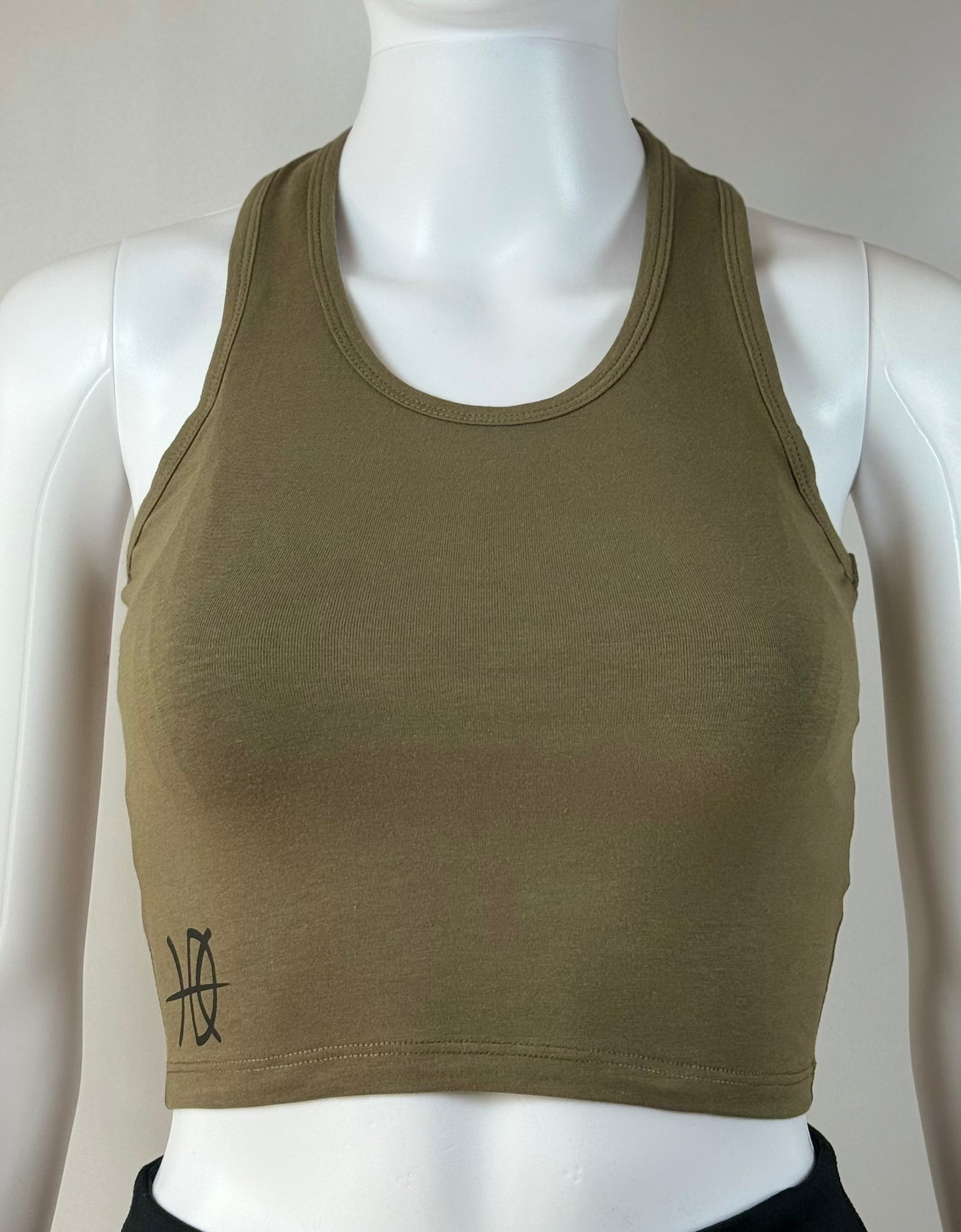 Women's Racerback Green Crop Tank Top