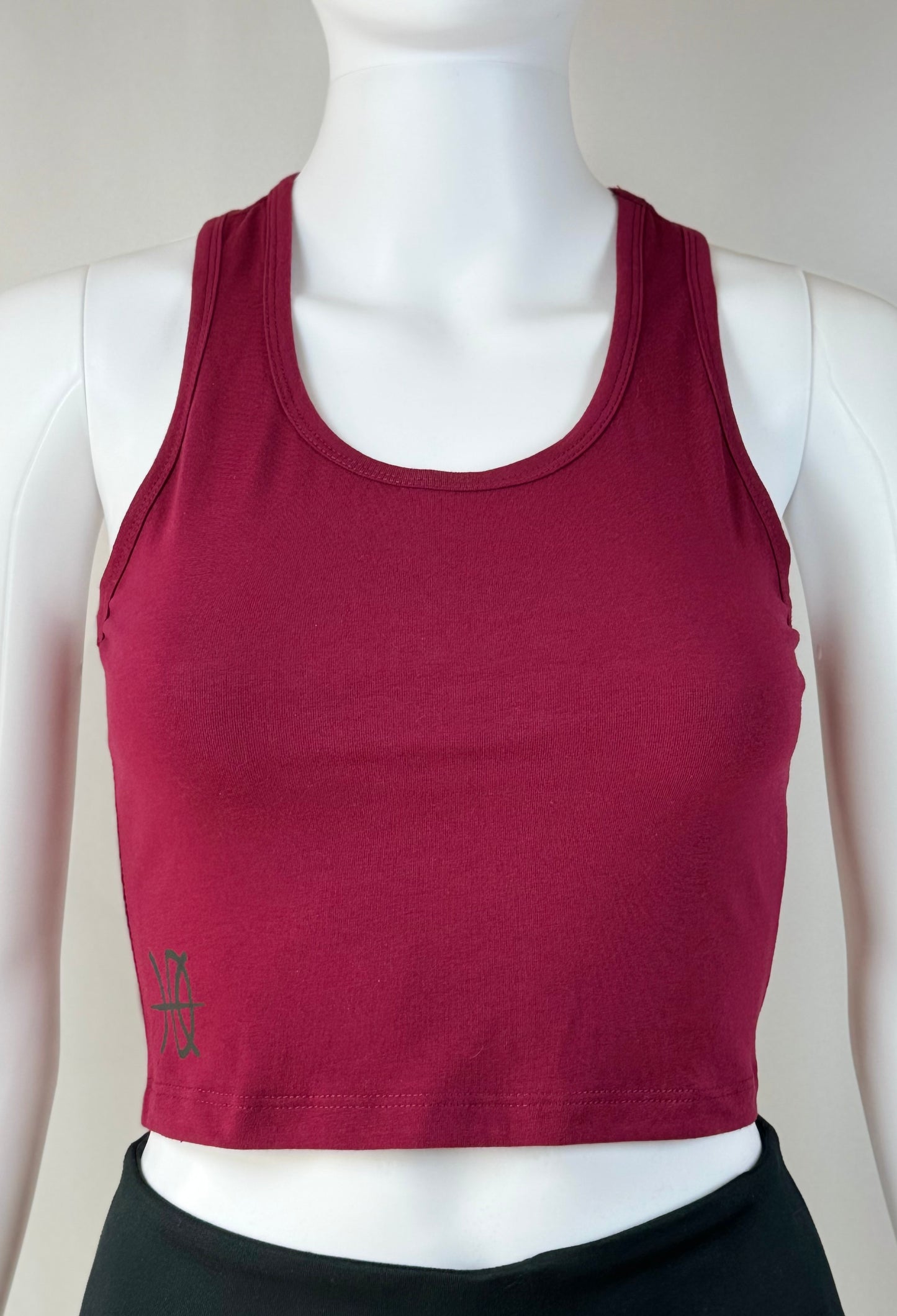 Women's Racerback Maroon Crop Tank Top