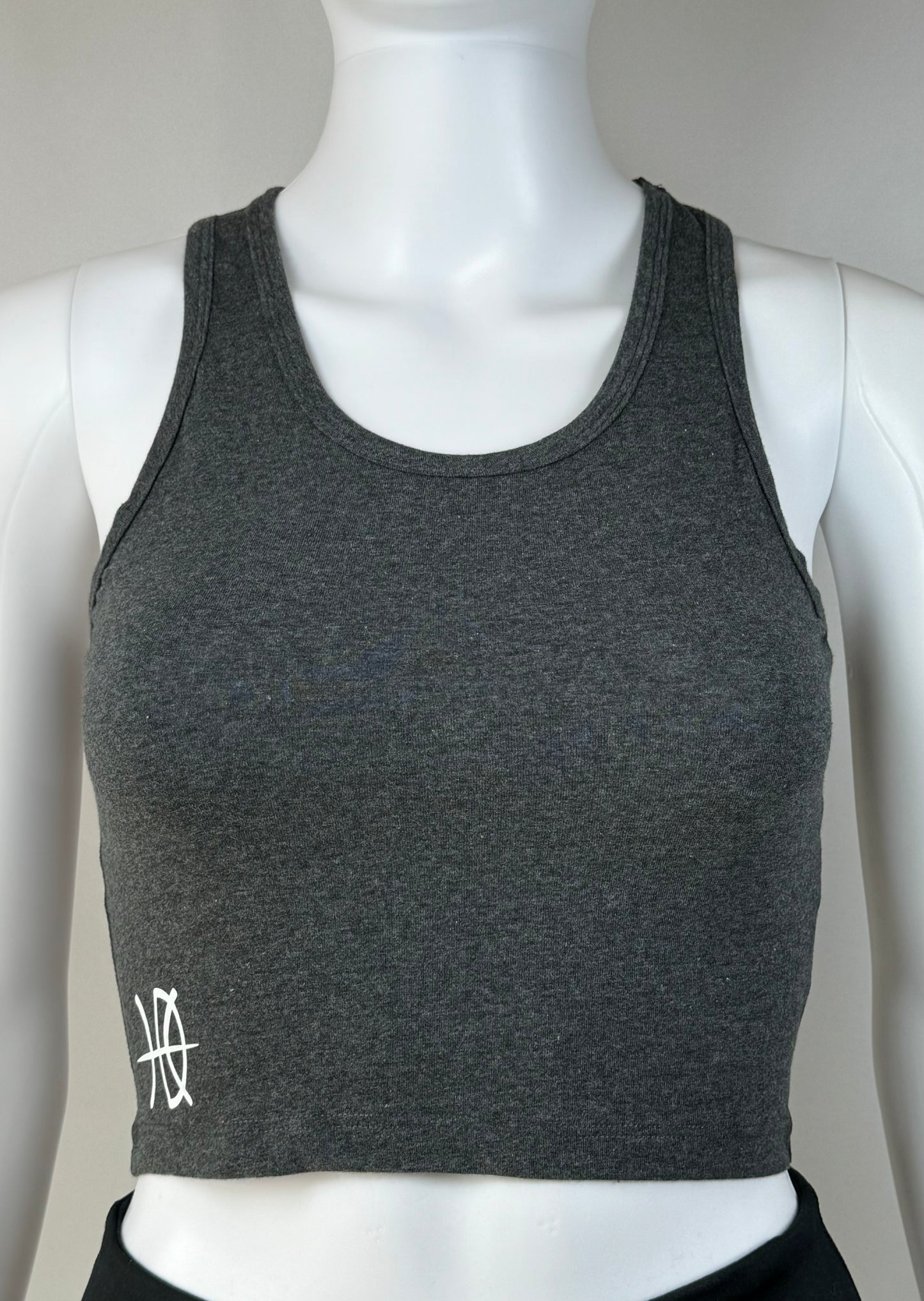 Women's Racerback Charcoal Grey Crop Tank Top