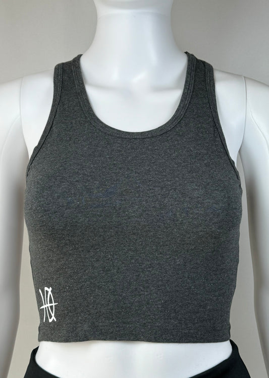 Women's Racerback Charcoal Grey Crop Tank Top