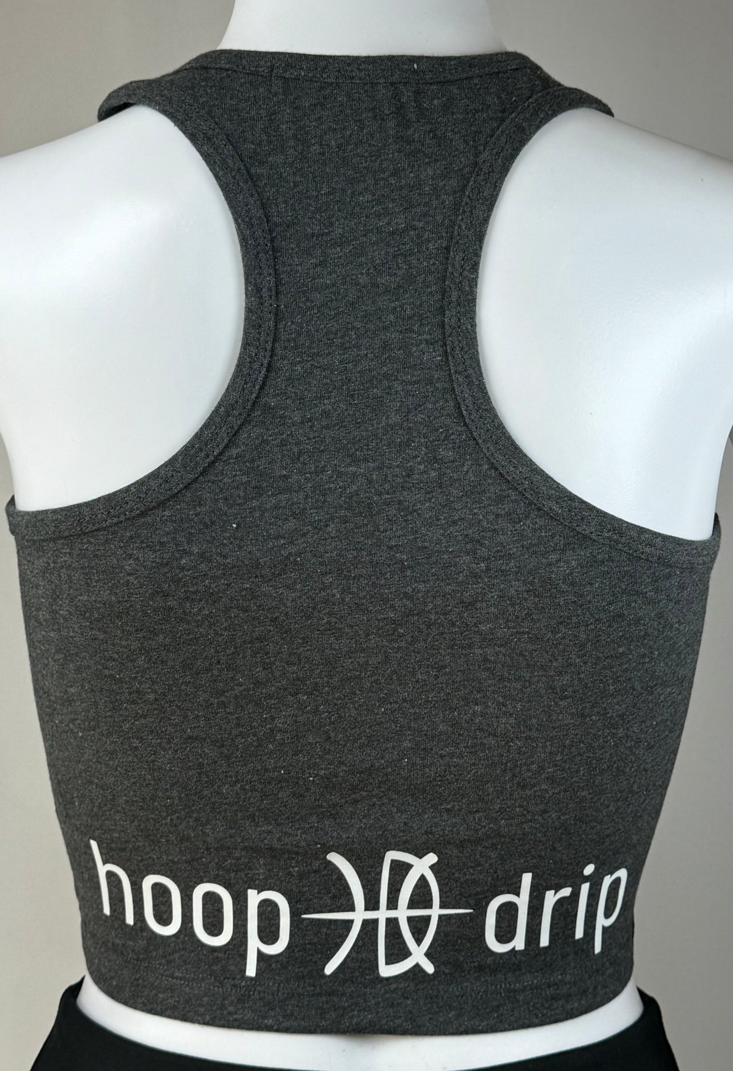 Women's Racerback Charcoal Grey Crop Tank Top