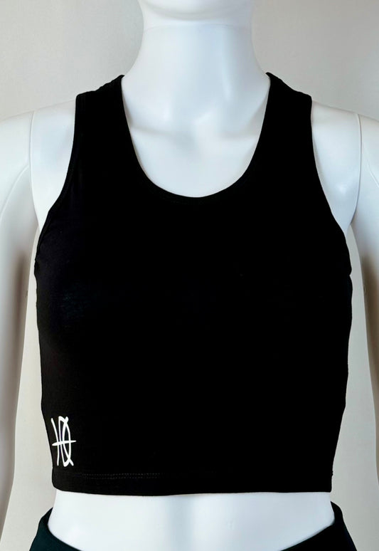 Women's Racerback Black Crop Tank Top