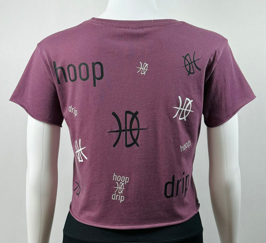 Women's Crop Short Sleeve Purple Scatter Tee