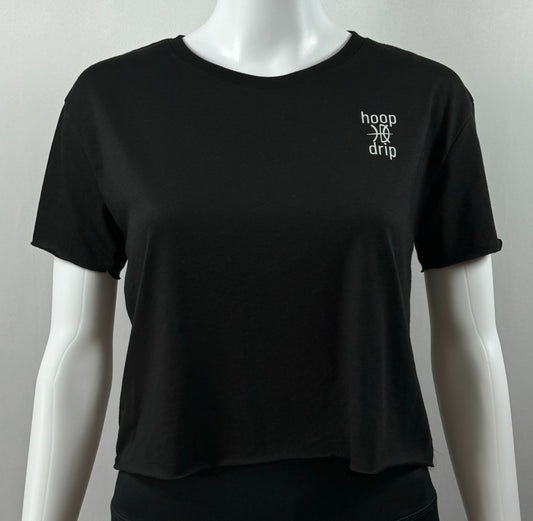 Women's Crop Short Sleeve Black/Grey Tee