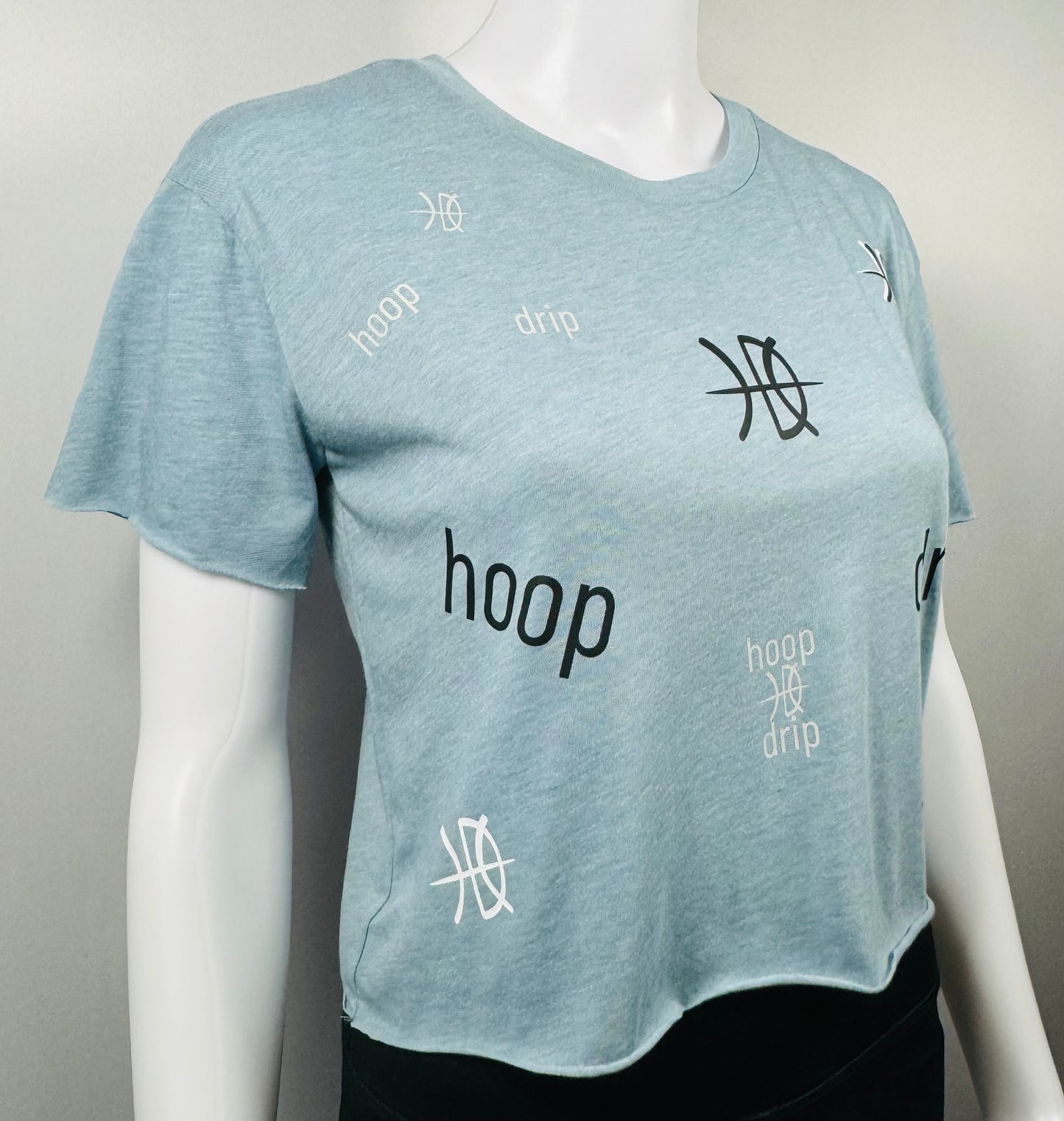 Women's Crop Short Sleeve Light Blue Scatter Tee