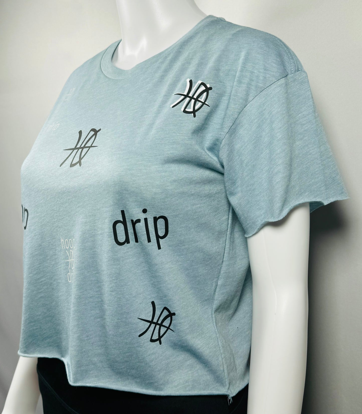 Women's Crop Short Sleeve Light Blue Scatter Tee