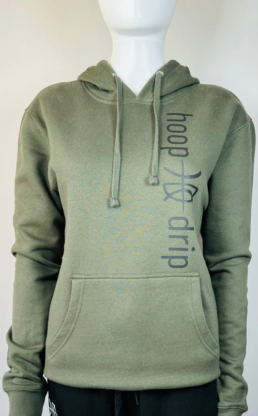 Women's Fleece Dark Olive Green/Black Logo Hoodie