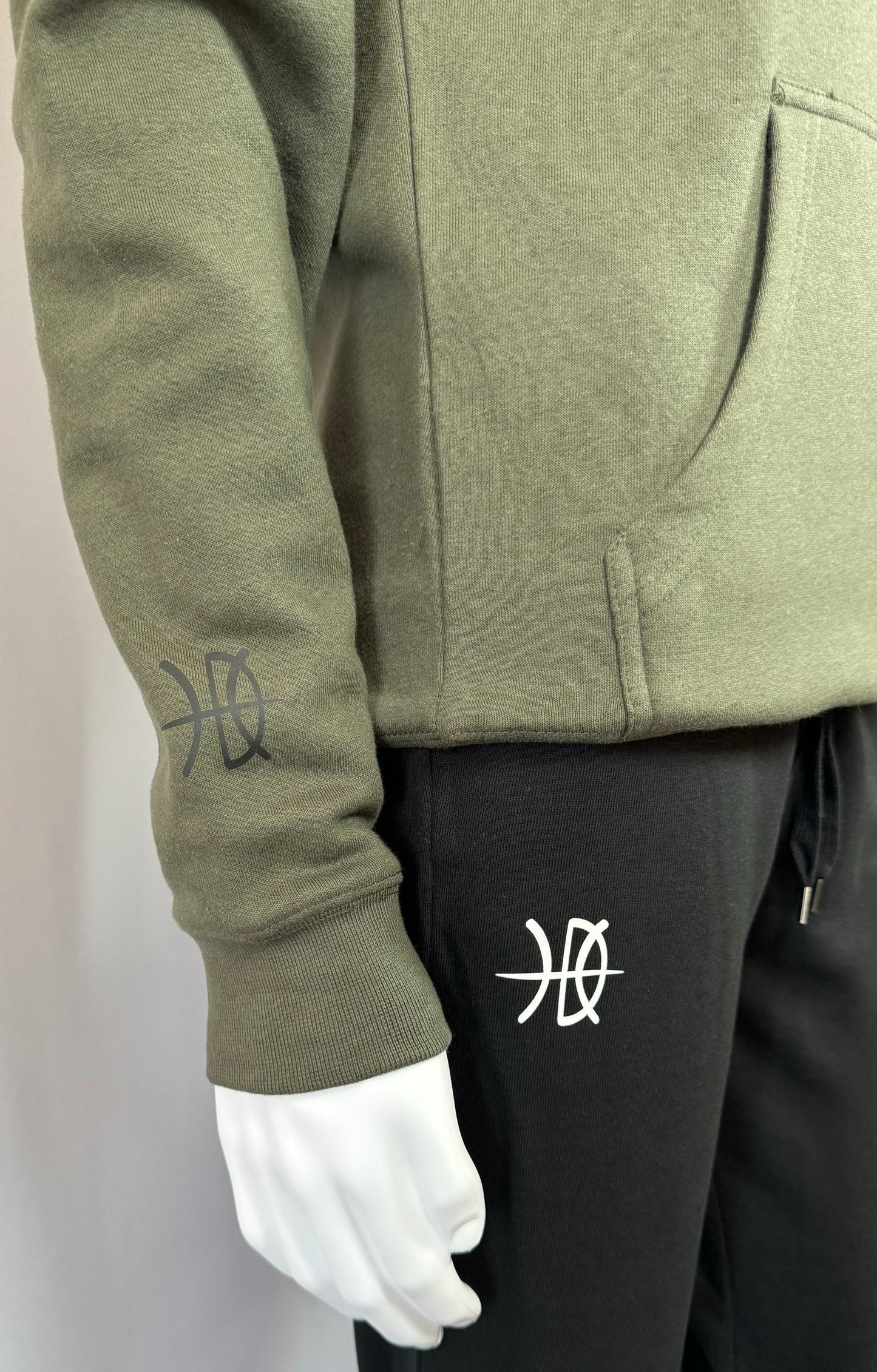 Women's Fleece Dark Olive Green/Black Logo Hoodie