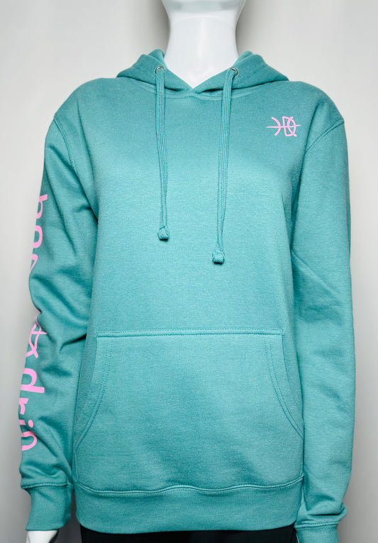 Women's Fleece Teal/Pink Logo Hoodie