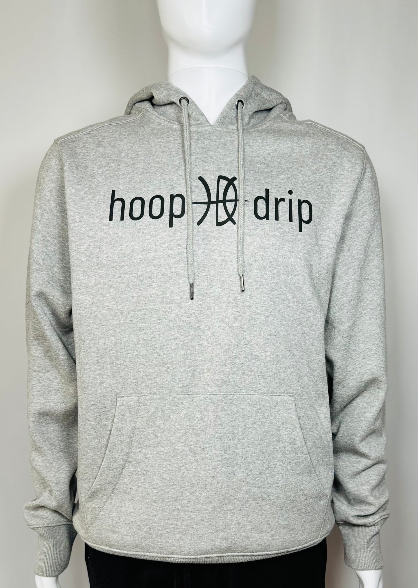 Men's Fleece Soft Grey/Black Logo Hoodie