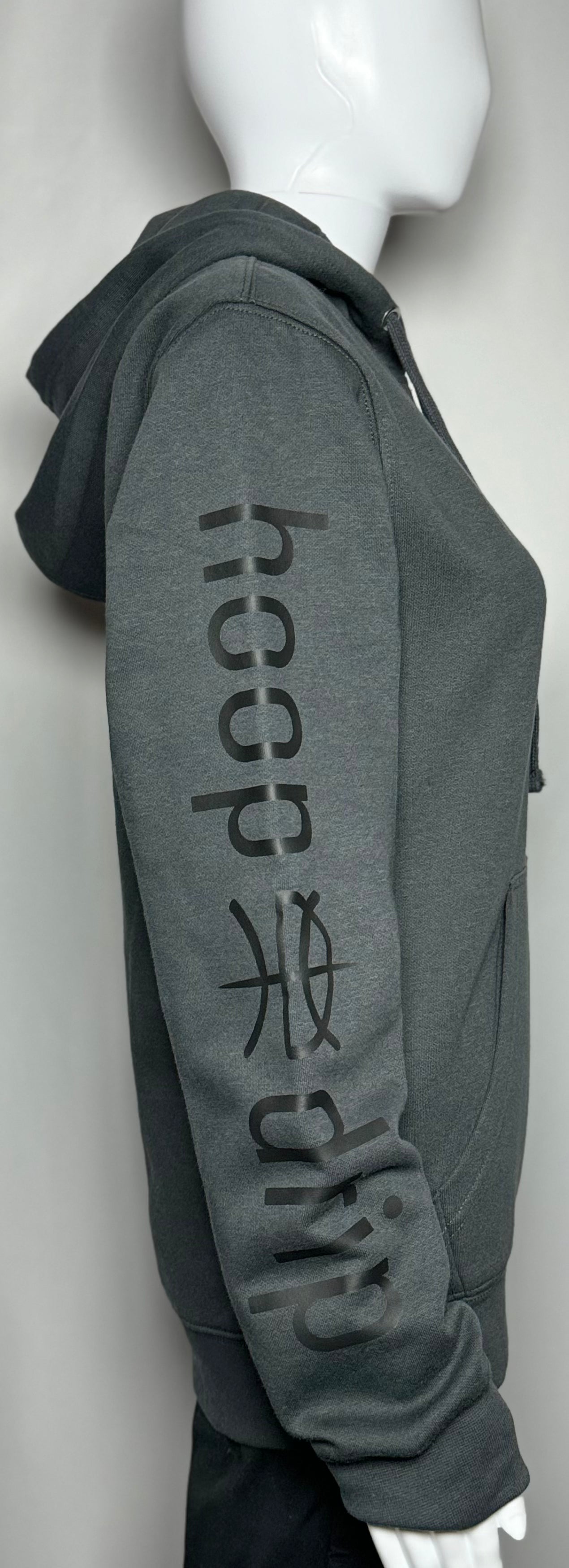 Women's Fleece Charcoal Grey/Black Logo Hoodie