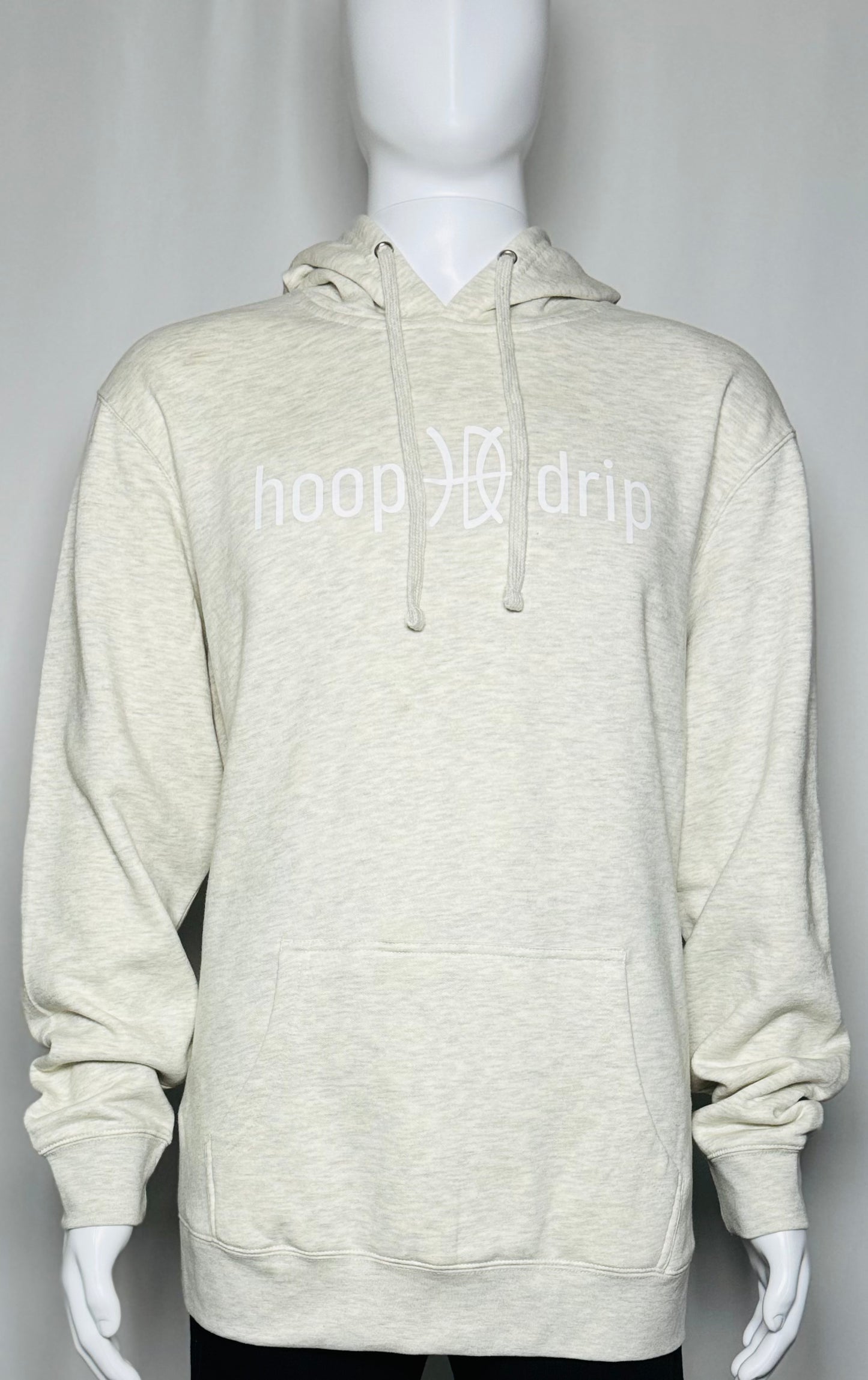 Men's Fleece Oatmeal/White Logo Hoodie