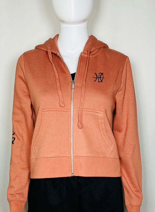 Women's Fleece Zip Up Desert Rose Hoodie