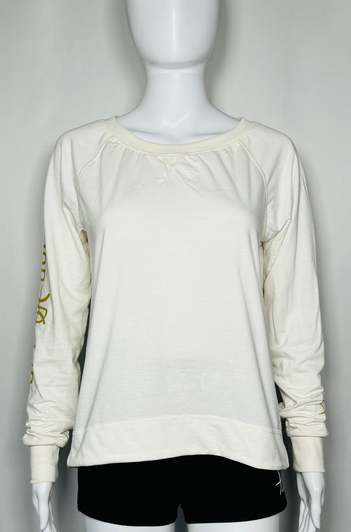 Women's Lightweight Crewneck Gardenia White/Gold Logo