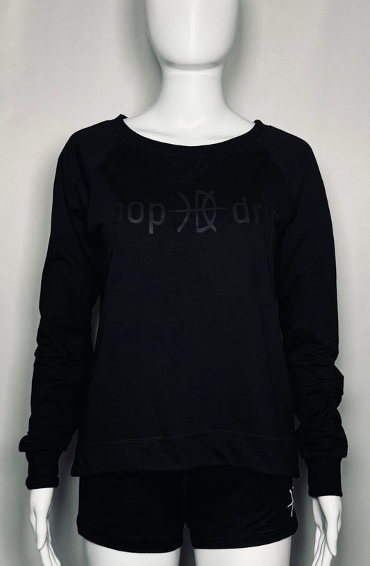 Women's Lightweight Crewneck Black/Black Logo